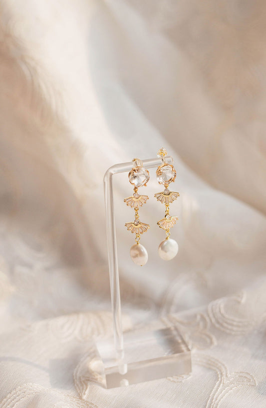 Priscilla Pearl Art Deco Bridal Earrings