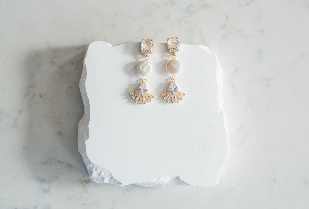 Jackie Pearl Art Deco Bridal Earrings