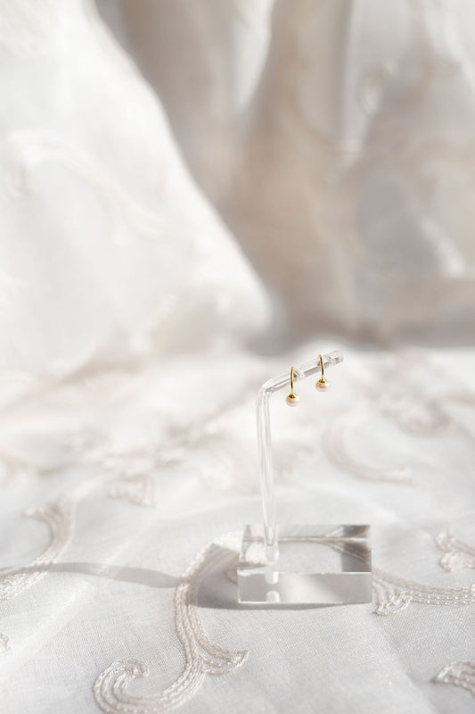 10mm Pearl Ear Jacket Earrings, Gold Sterling Silver, Minimalist Bridal Jewelry