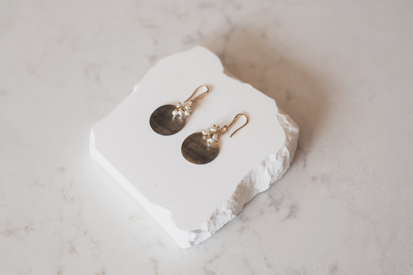 Abalone Shell and Freshwater Pearl Drop Earrings