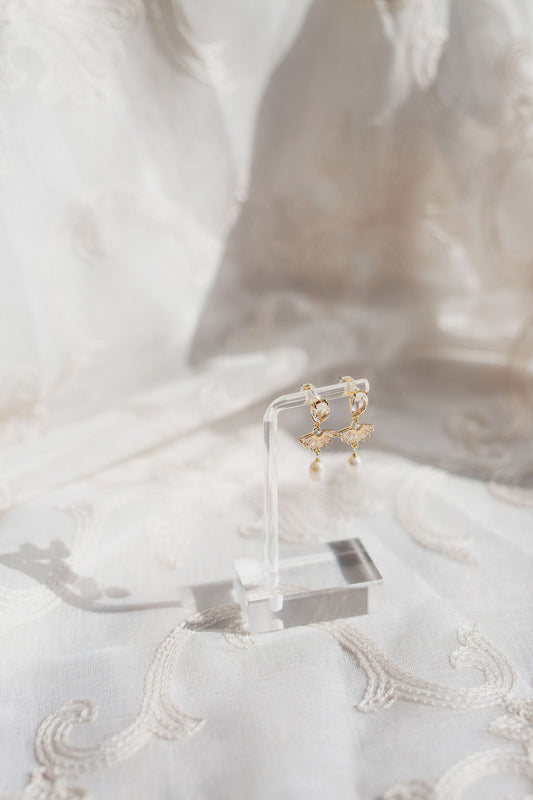 Art Deco Pearl Drop Earrings, Crystal Bridal Dangle Jewelry