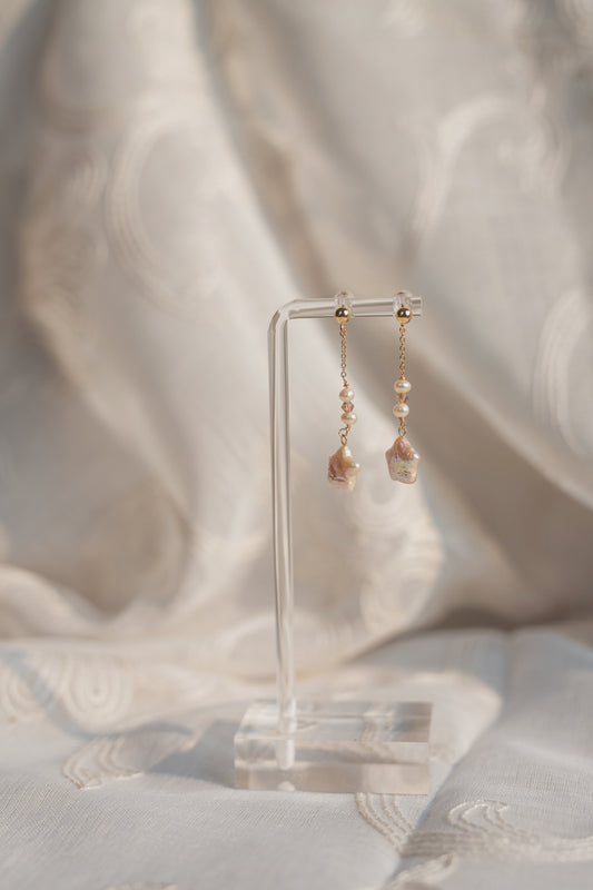Star Freshwater Pearl Drop Earrings