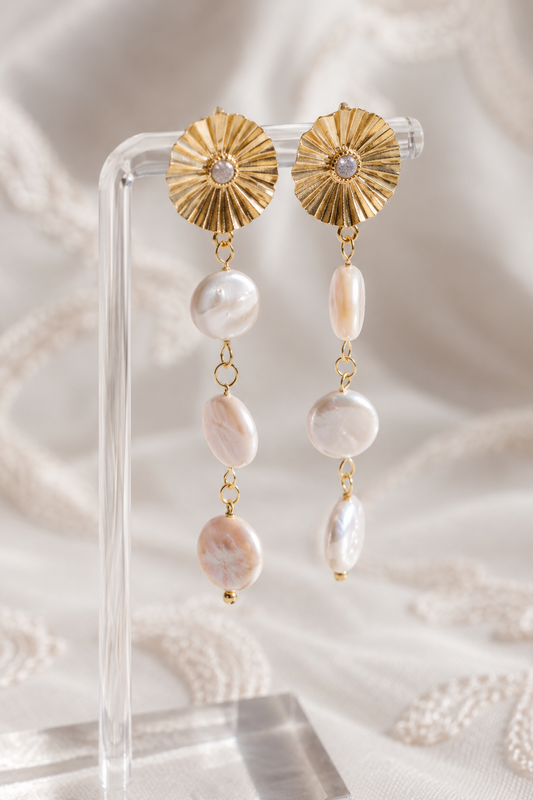Art Deco Freshwater Pearl Drop Earrings, Crystal Bridal Wedding Dangle