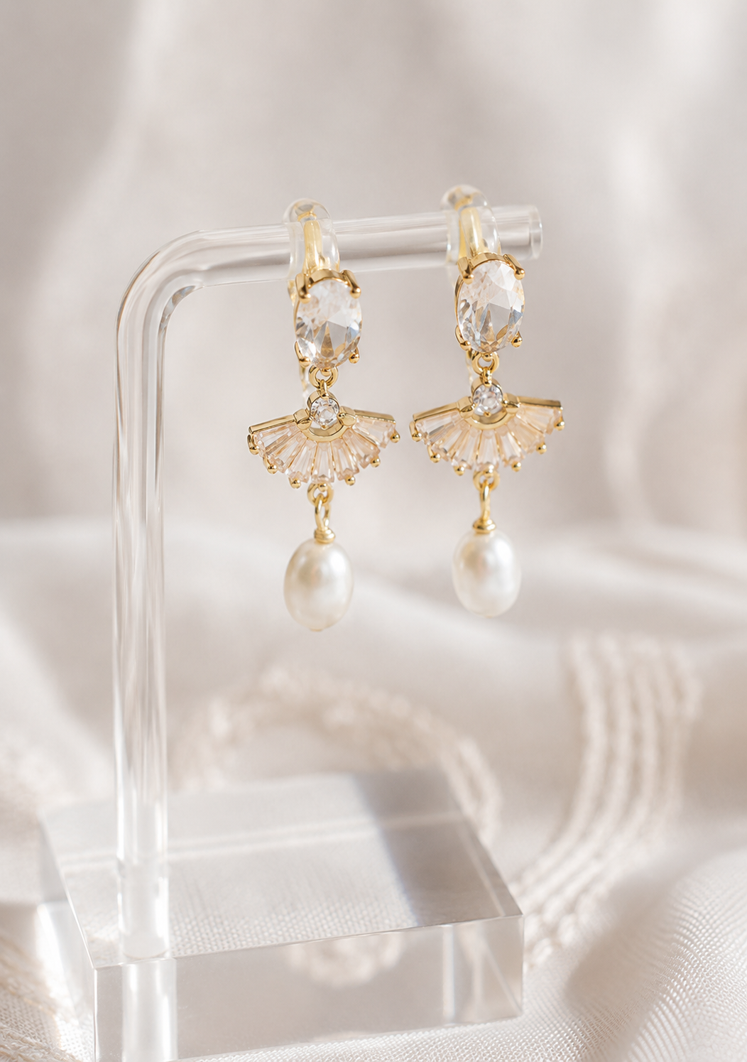 Art Deco Pearl Drop Earrings, Crystal Bridal Dangle Jewelry