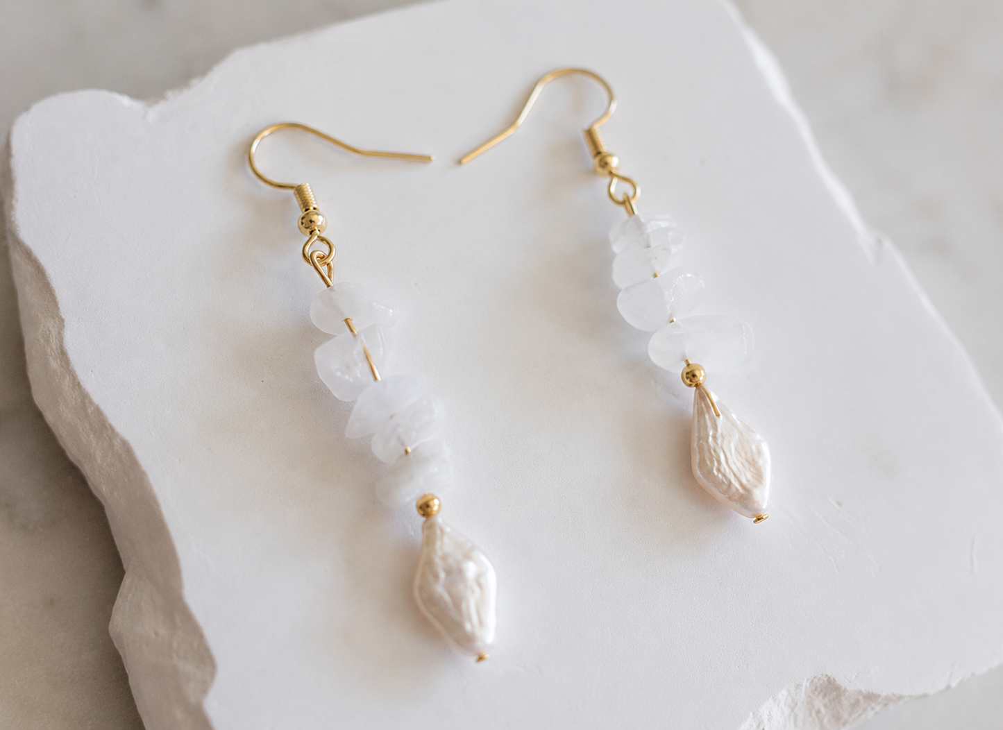 Rose Quartz & Baroque Pearl Earrings, Freshwater Pearl Dangle Earrings, Pink Crystal Drop Earrings, Gold Bridal Earrings, Wedding Jewelry