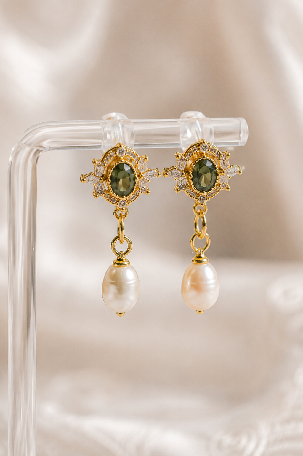 Eden Vintage Crystal and Pearl Drop Earrings