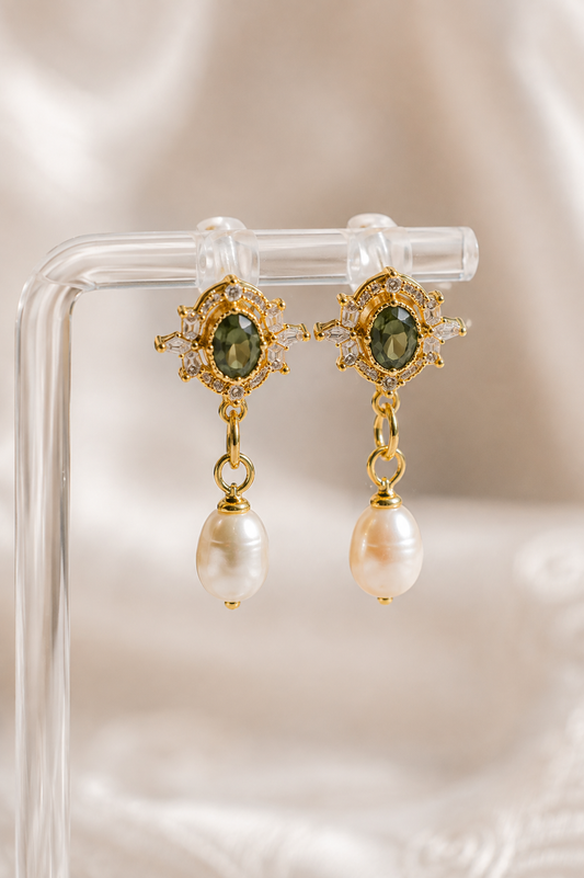 Eden Vintage Crystal and Pearl Drop Earrings