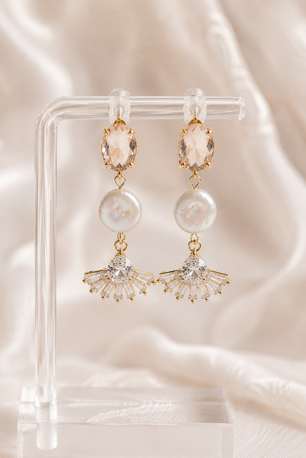 Jackie Pearl Art Deco Bridal Earrings