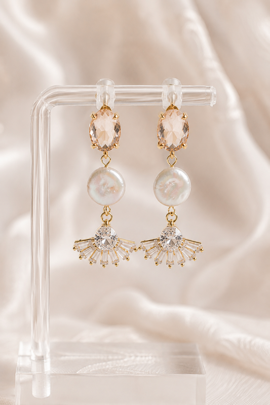 Jackie Pearl Art Deco Bridal Earrings