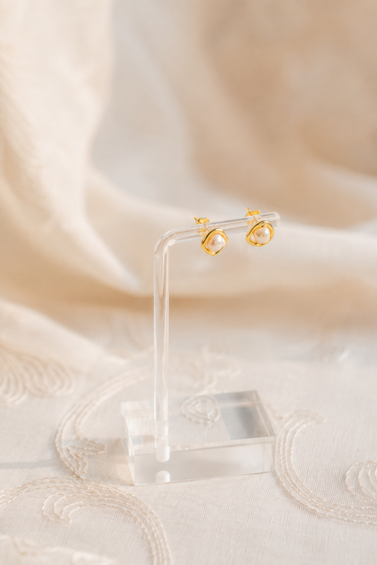 Elizabeth Abstract Pearl Studs