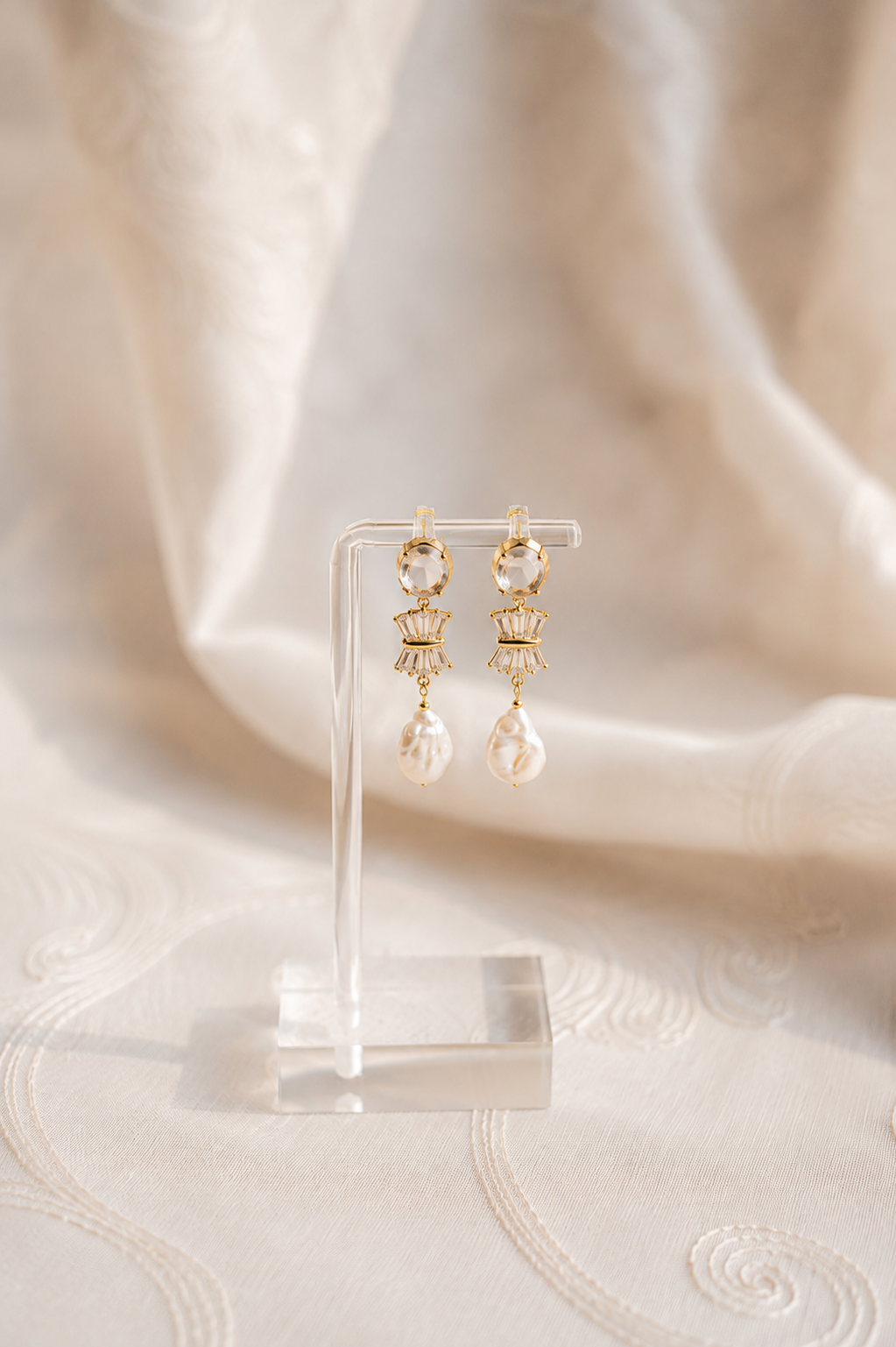 Vivienne Pearl Art Deco Bridal Earrings