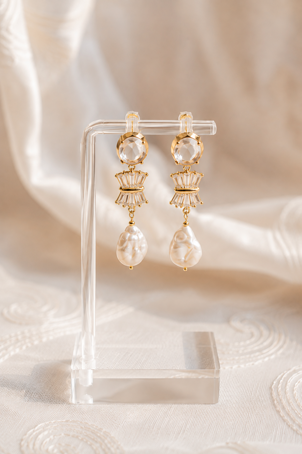 Vivienne Pearl Art Deco Bridal Earrings