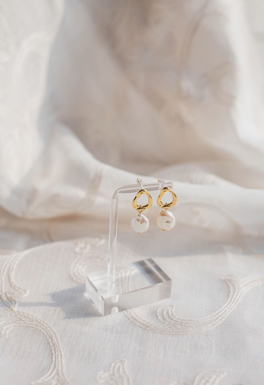 Caroline Abstract Pearl Drop Earrings