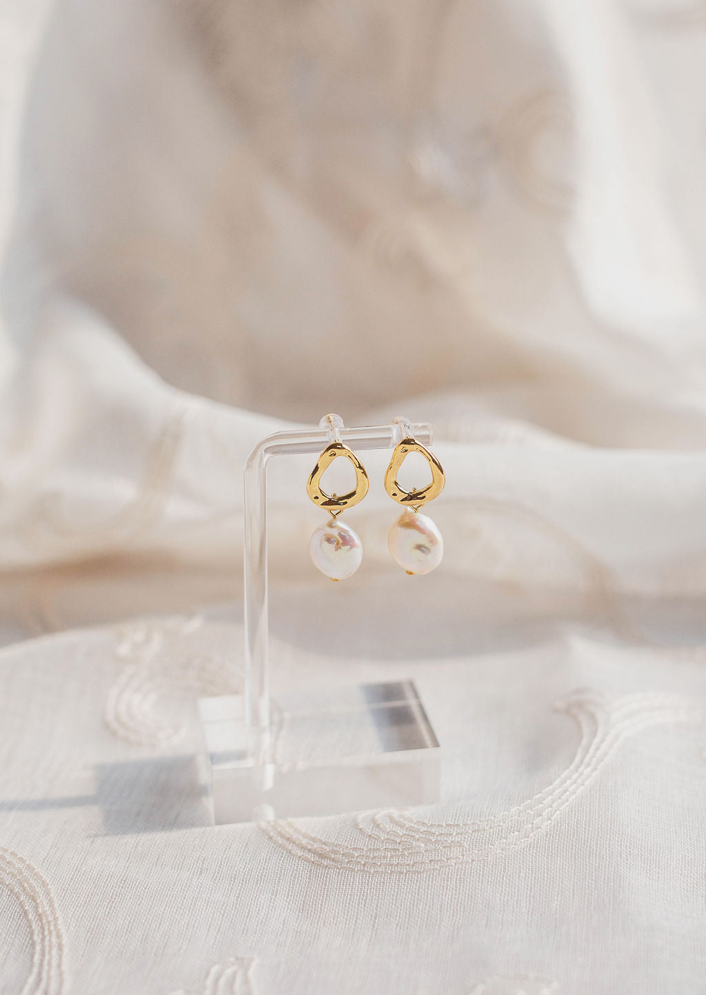 Caroline Abstract Pearl Drop Earrings