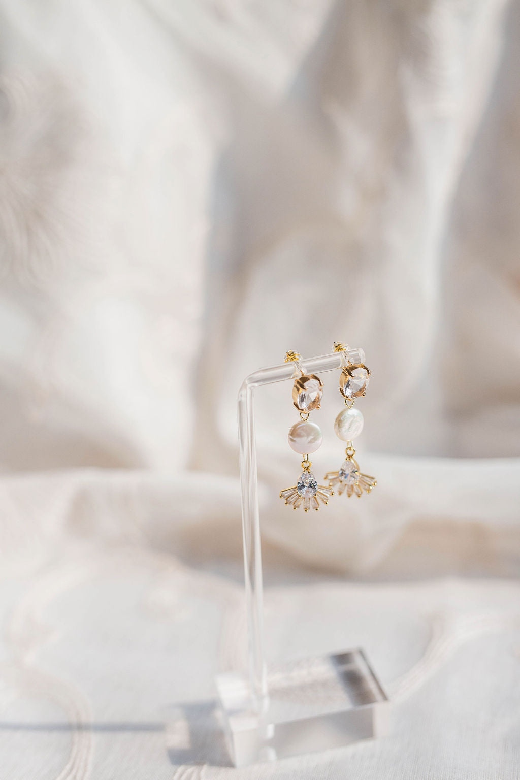 Jackie Pearl Art Deco Bridal Earrings