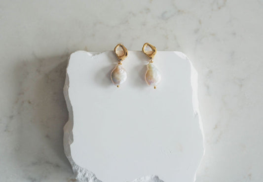 Caroline Abstract Pearl Drop Earrings