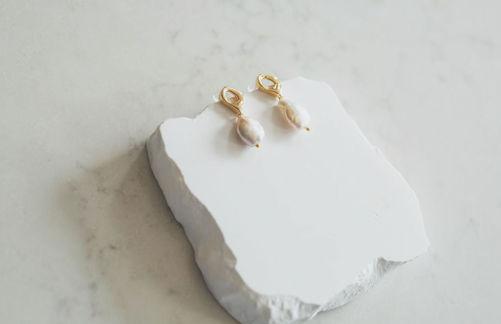 Caroline Abstract Pearl Drop Earrings
