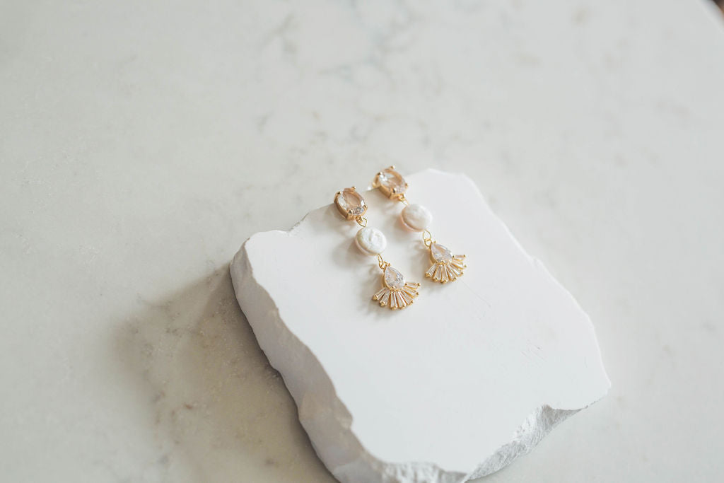 Jackie Pearl Art Deco Bridal Earrings