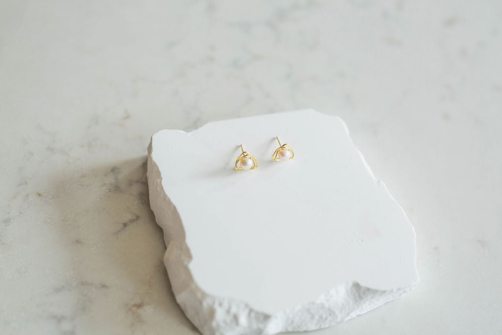 Elizabeth Abstract Pearl Studs