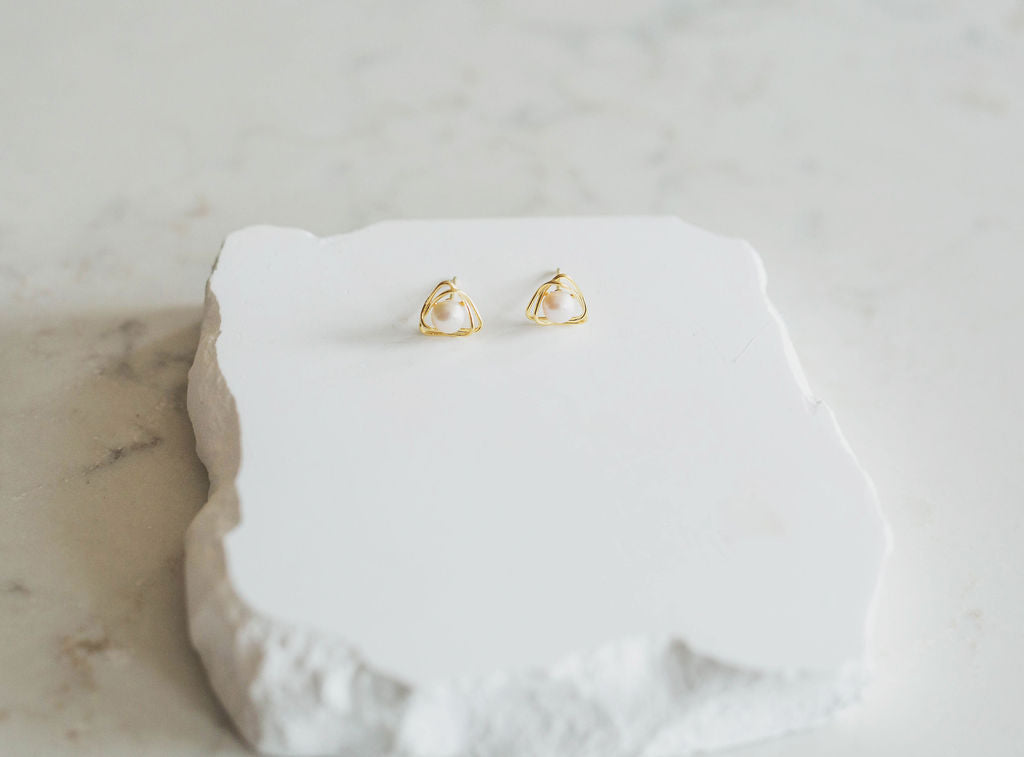 Elizabeth Abstract Pearl Studs