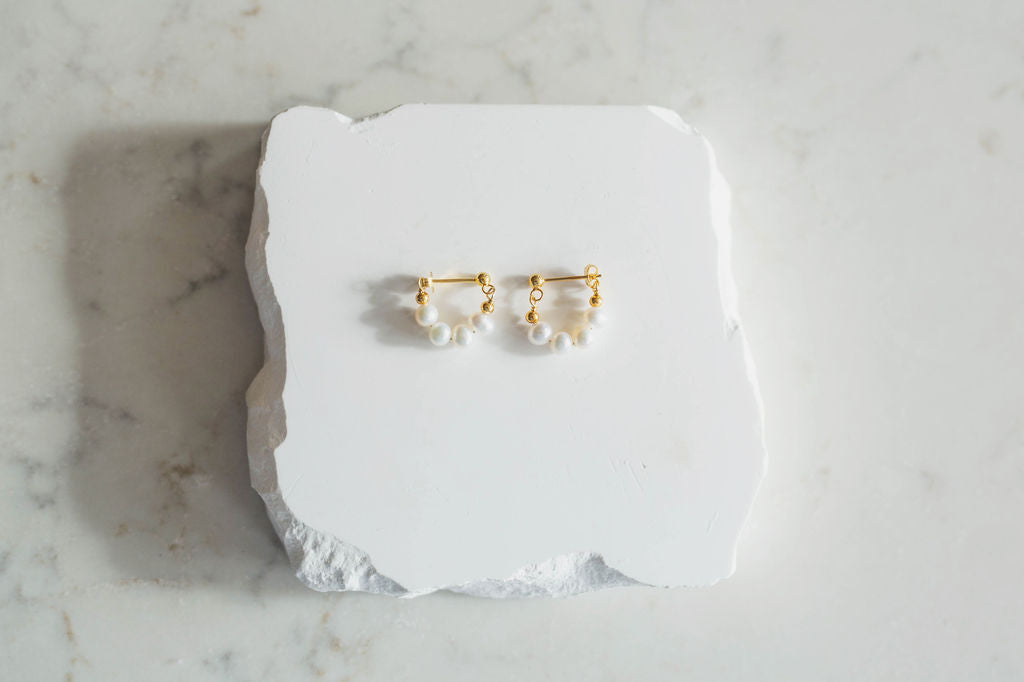 Lauren Pearl Hoop Earrings