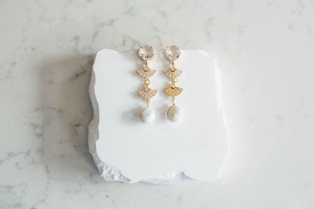 Priscilla Pearl Art Deco Bridal Earrings