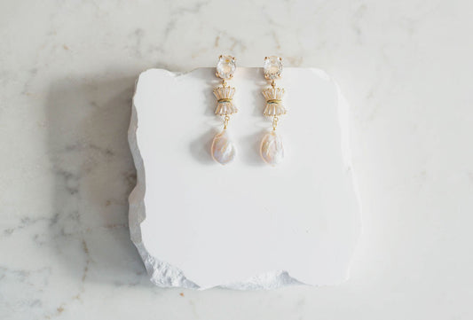 Vivienne Pearl Art Deco Bridal Earrings