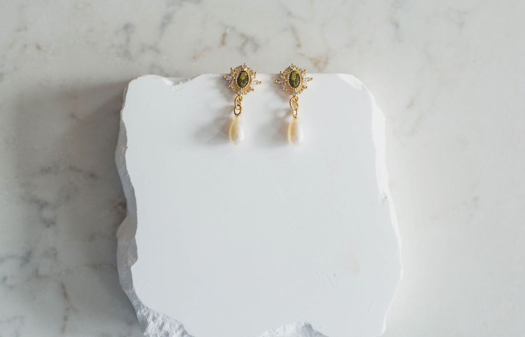 Eden Vintage Crystal and Pearl Drop Earrings