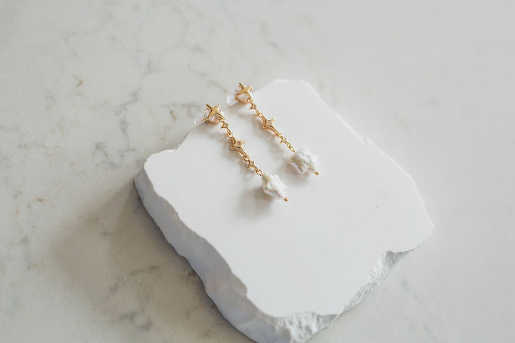 Celeste Pearl Dangle Earrings
