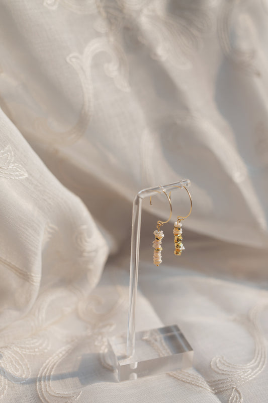 Gold Baroque Pearl Hoop Earrings