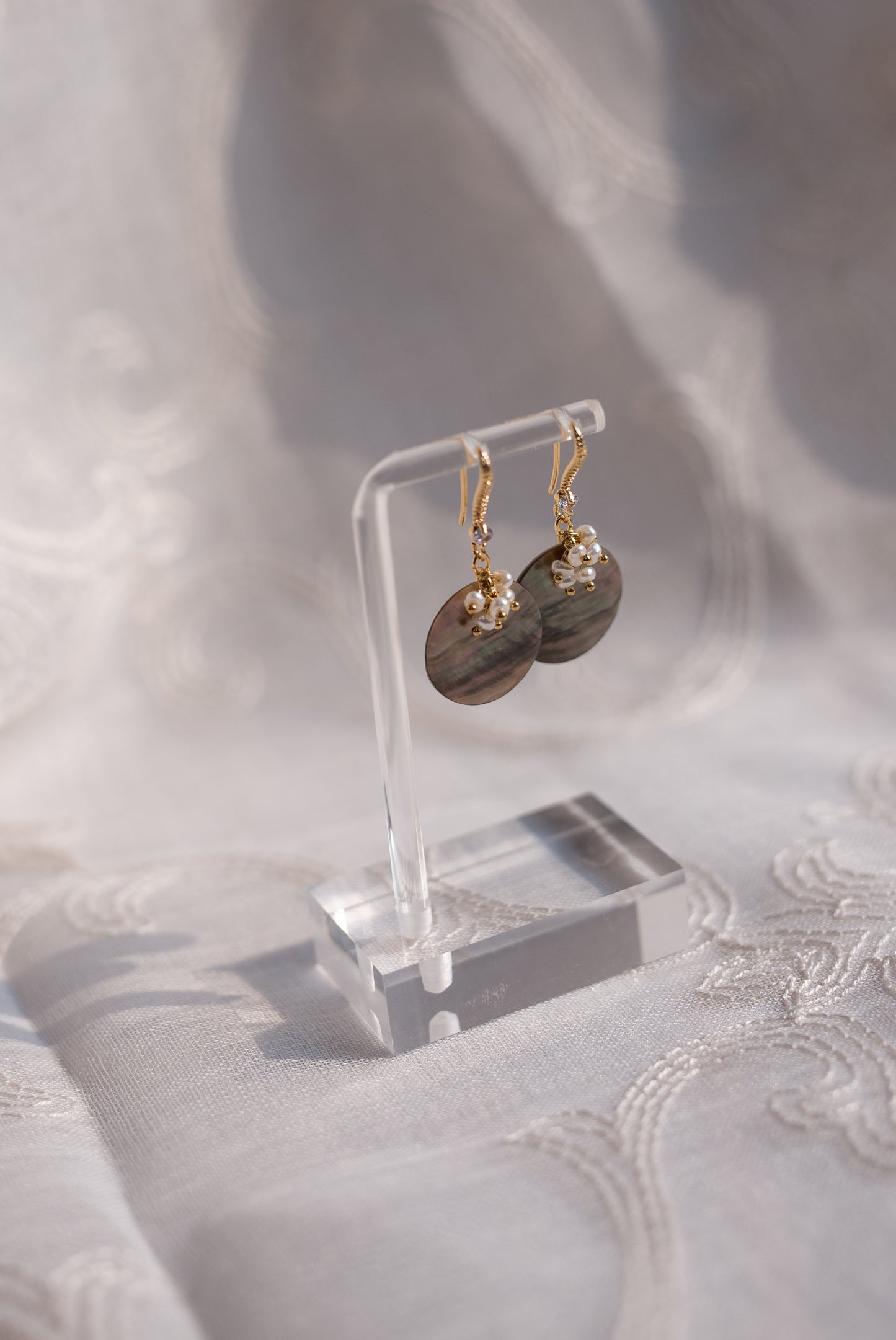 Abalone Shell and Freshwater Pearl Drop Earrings