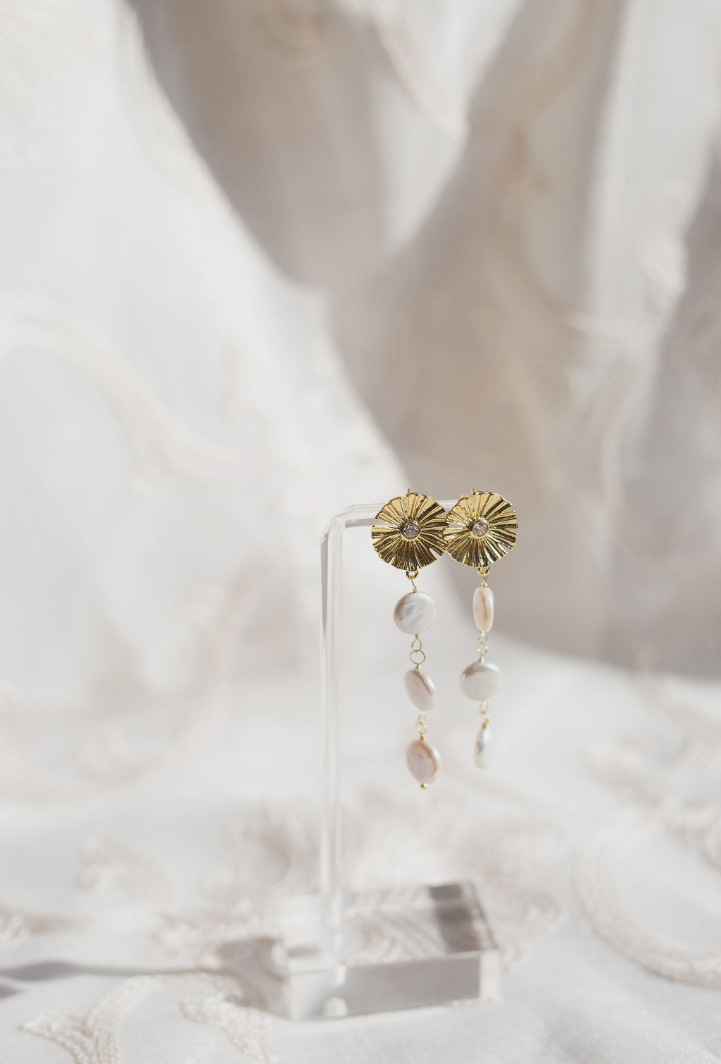 Art Deco Freshwater Pearl Drop Earrings, Crystal Bridal Wedding Dangle