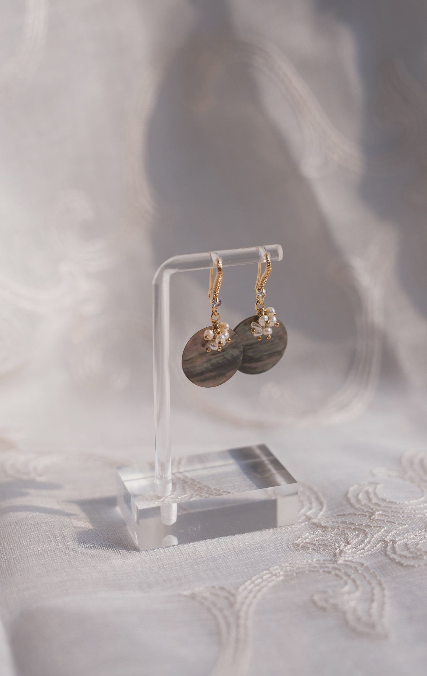 Abalone Shell and Freshwater Pearl Drop Earrings