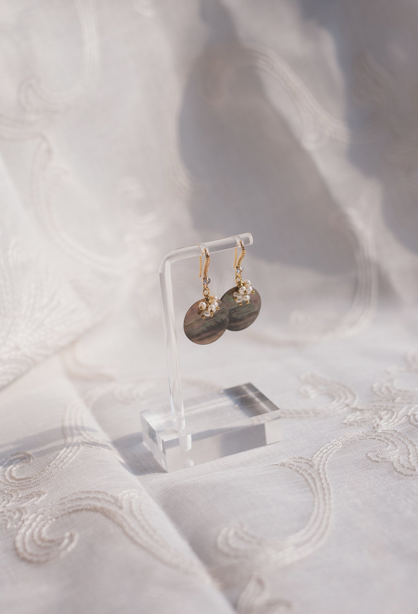 Abalone Shell and Freshwater Pearl Drop Earrings