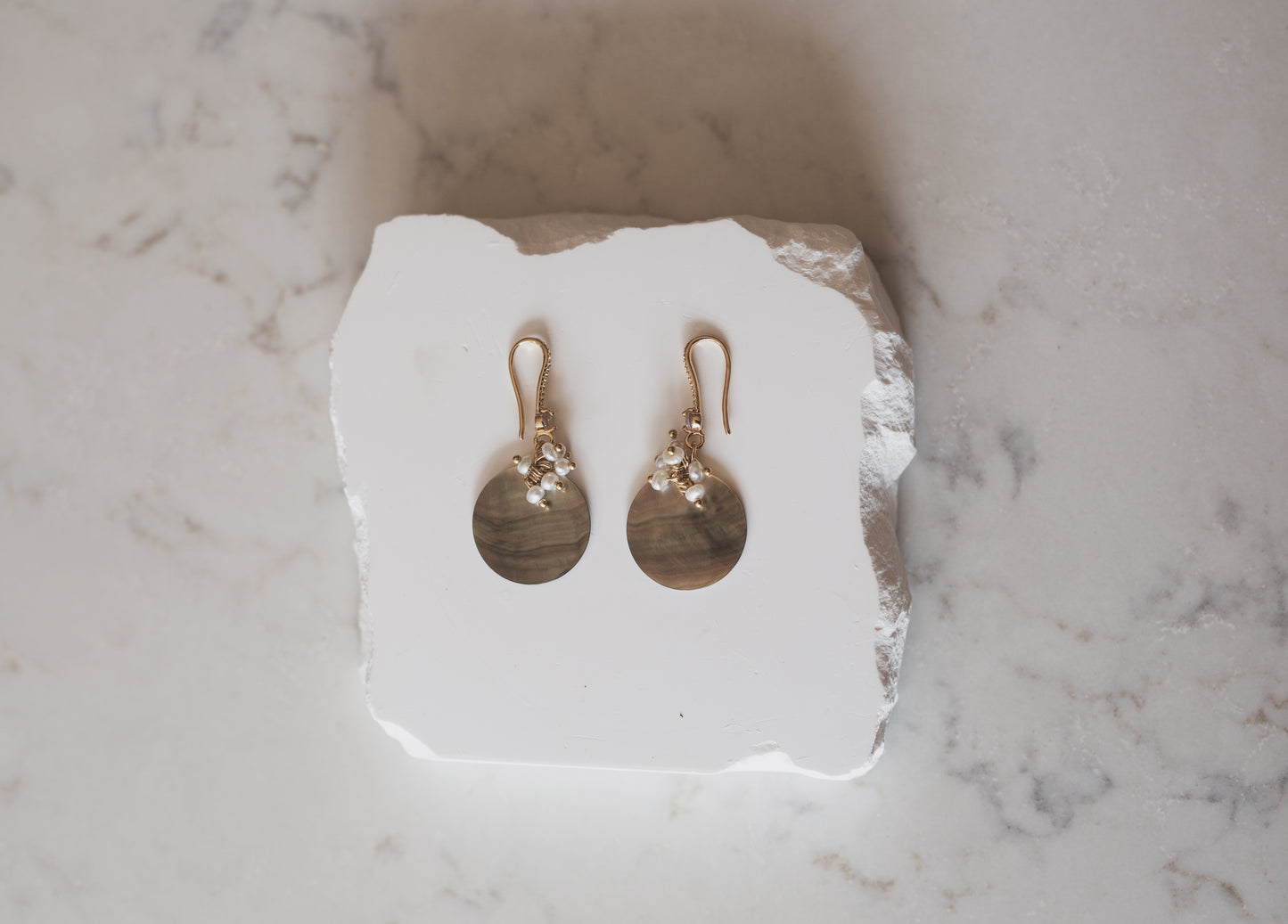 Abalone Shell and Freshwater Pearl Drop Earrings