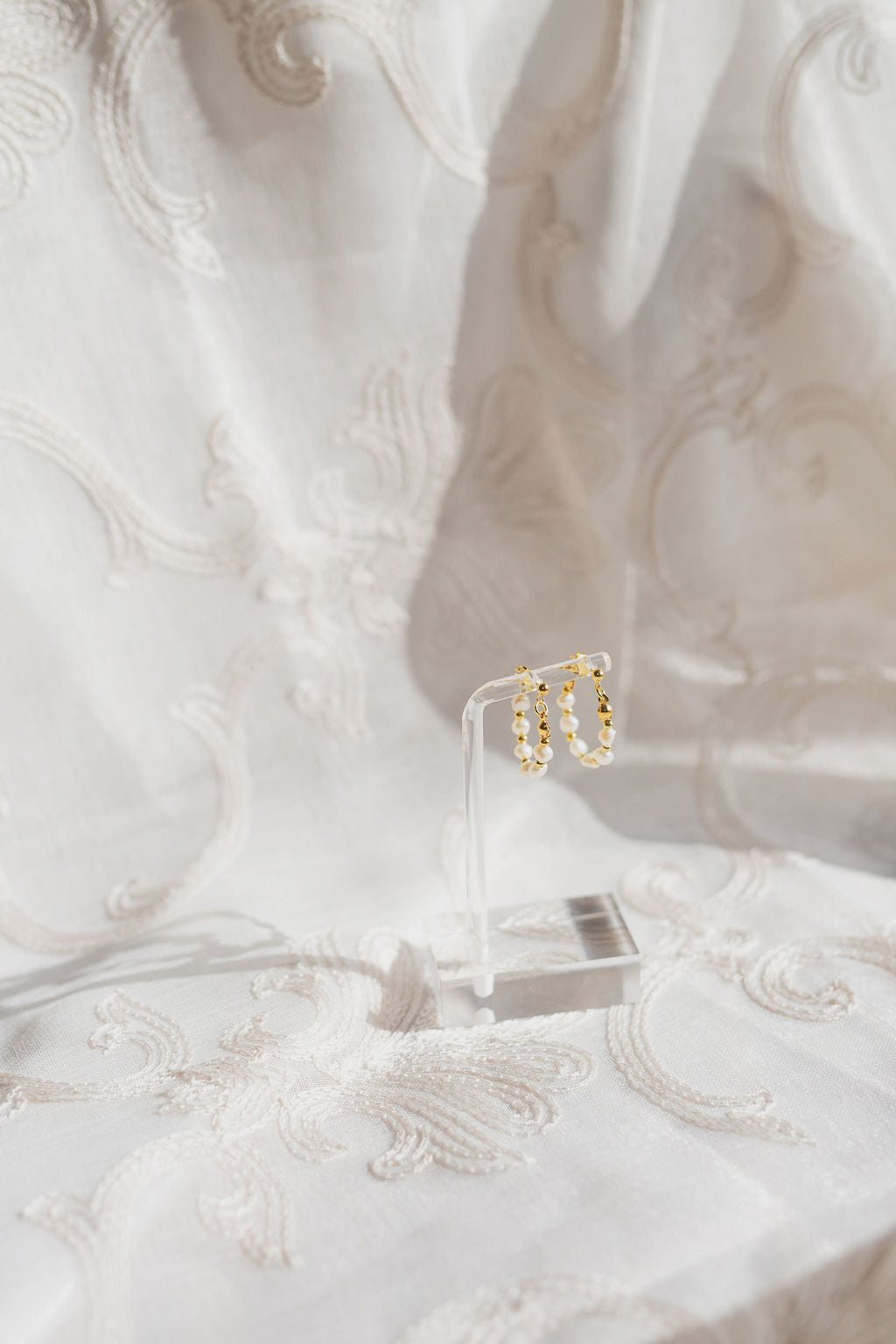 Freshwater Pearl Teardrop Hoop Earrings, Gold Beaded Bridal Jewelry