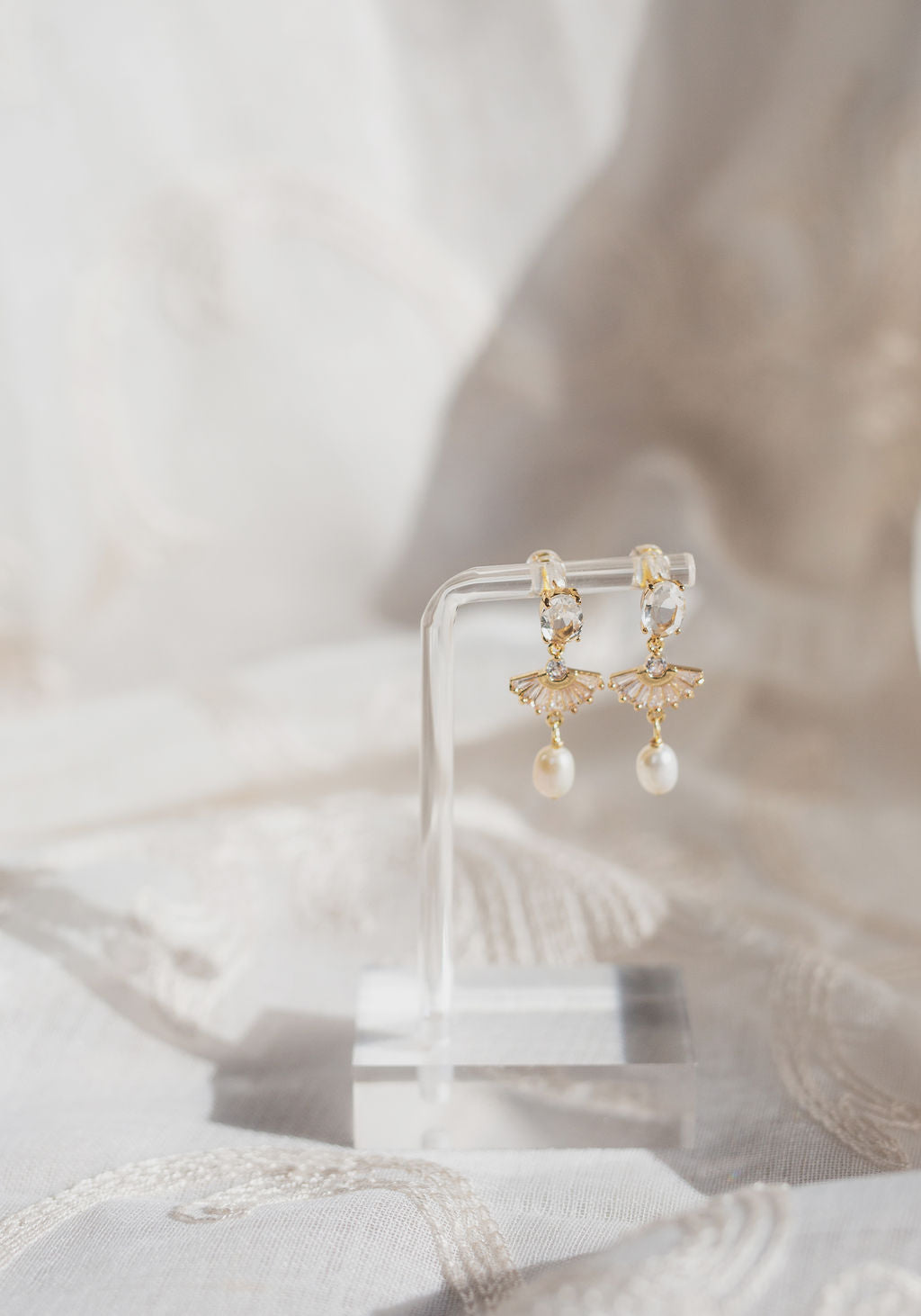 Art Deco Pearl Drop Earrings, Crystal Bridal Dangle Jewelry