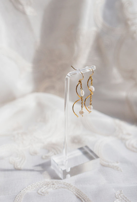 Baroque Pearl Spiral Drop Earrings, Gold-Tone Bridal Wedding Jewelry