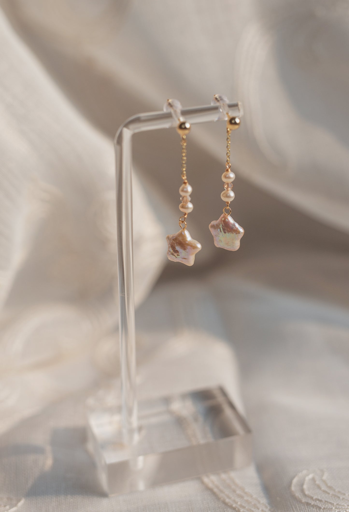 Star Freshwater Pearl Drop Earrings