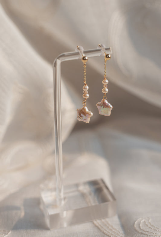 Star Freshwater Pearl Drop Earrings