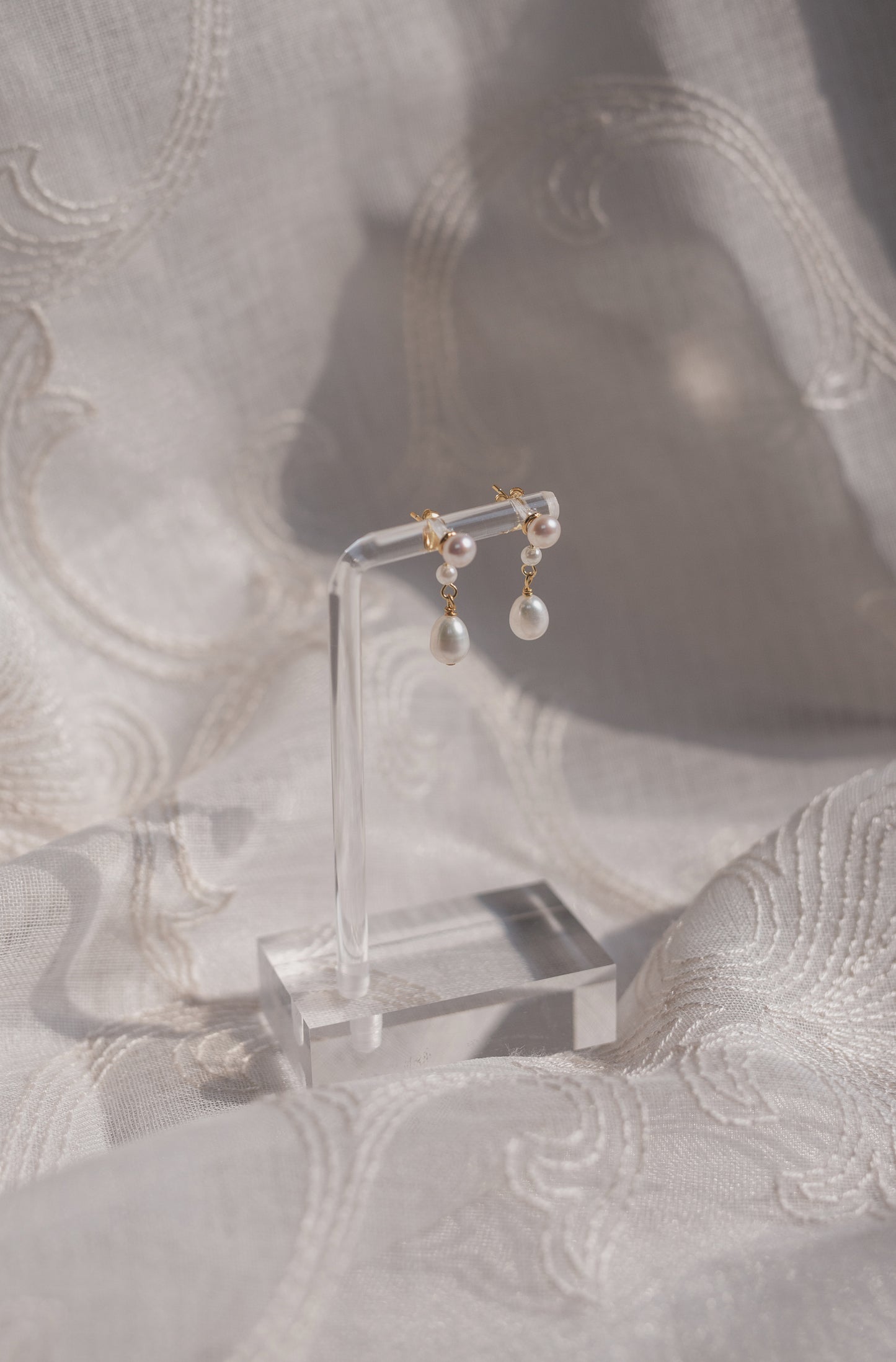 Gold Baroque Pearl Drop Stud Earings