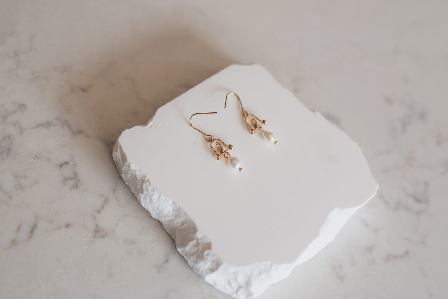 Gold Bird & Freshwater Pearl Drop Earrings