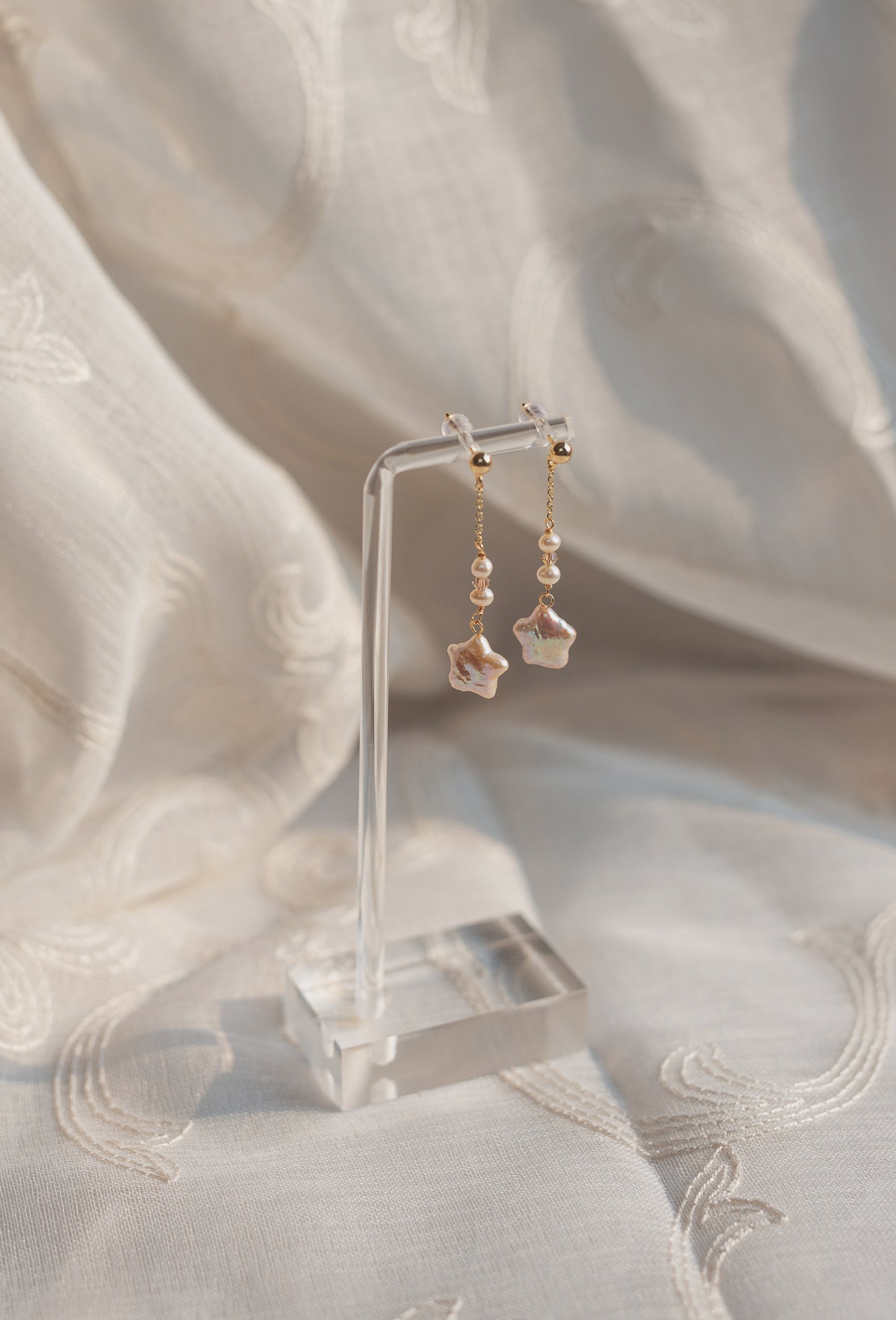 Star Freshwater Pearl Drop Earrings