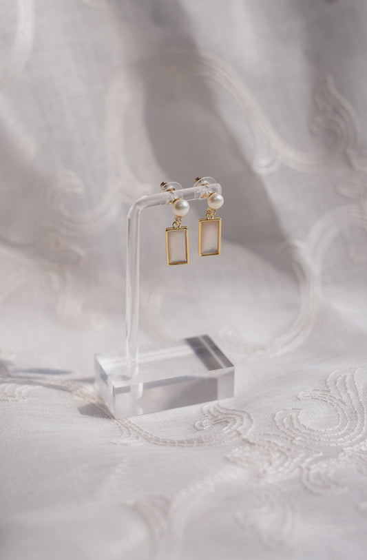 Gold Mother of Pearl & Freshwater Pearl Drop Earrings