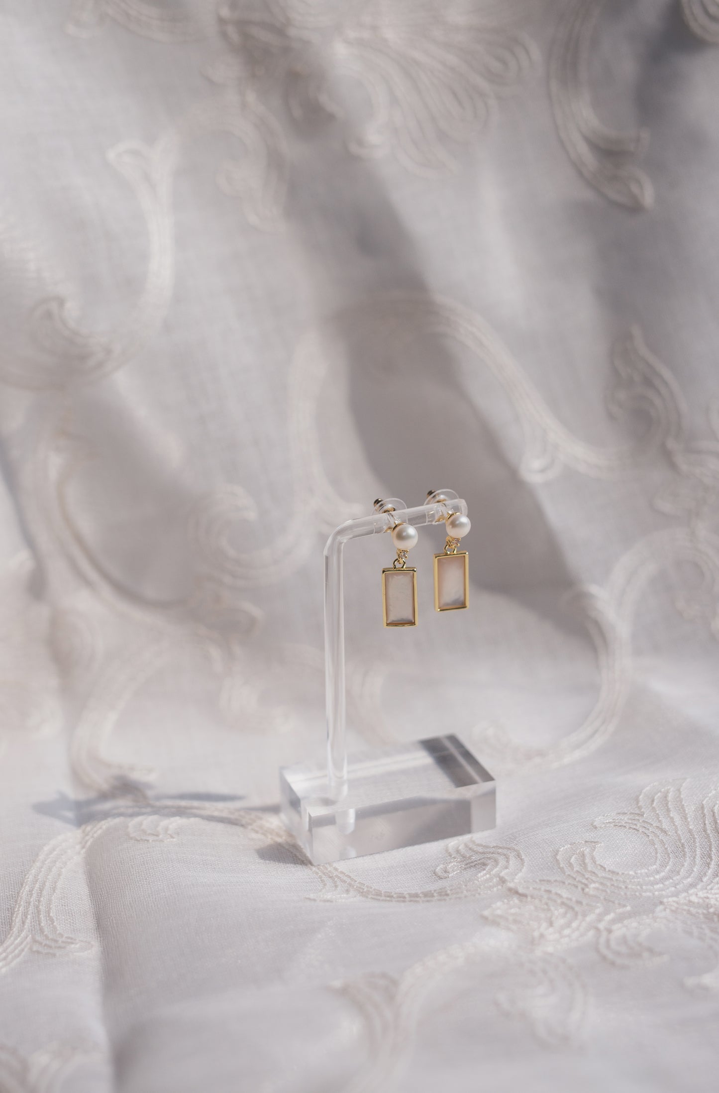 Gold Mother of Pearl & Freshwater Pearl Drop Earrings