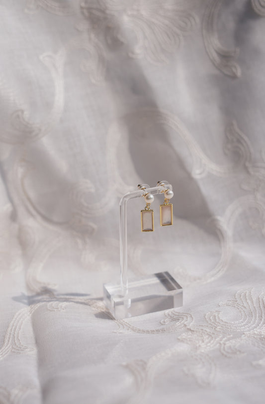 Gold Mother of Pearl & Freshwater Pearl Drop Earrings